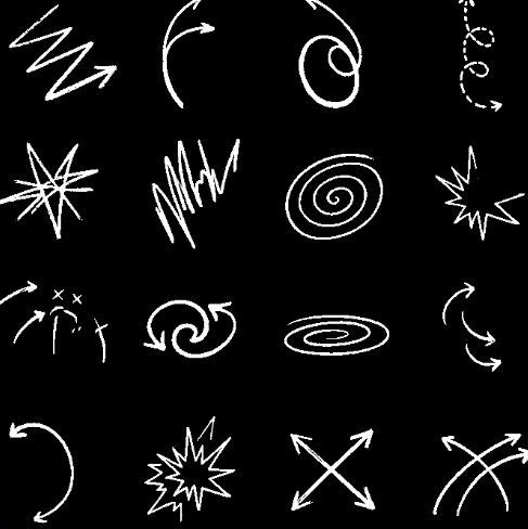 Hand-drawn scribbles and arrows